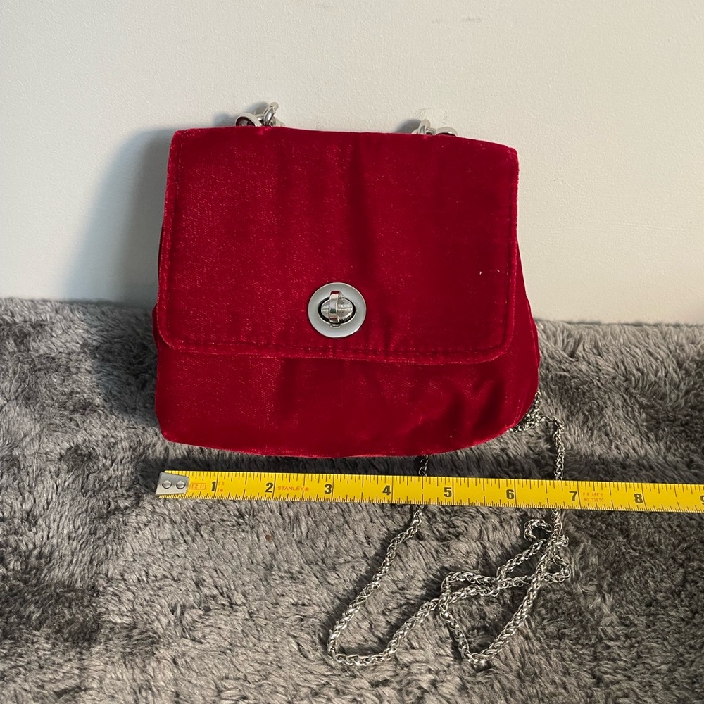 Zara Red Velvet Mini Bag with Chain